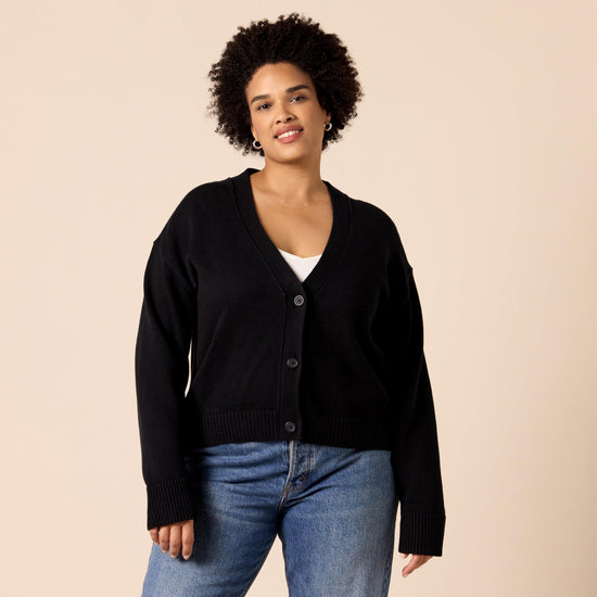 Sweater — Relaxed fit V-neck cropped design by Amazon Essentials