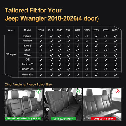 AOMSAZTO vehicle seat cover — Waterproof faux leather for Jeep Wrangler JL 4-Door 2018-2026
