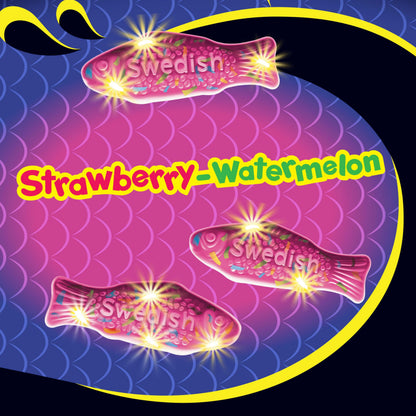SWEDISH FISH mini glow ups - Strawberry-watermelon gummy candy, 12 bags