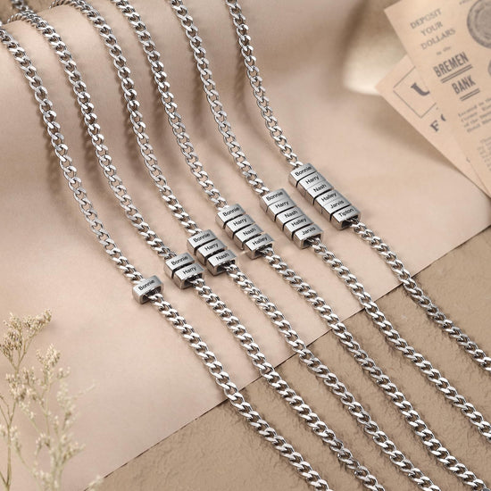 Ksopieah Custom Name Necklace for Men - Personalized Stainless Steel Dad Necklace with Names Fathers Day Christmas gift for Dad Husband Son (3 NAMES)
