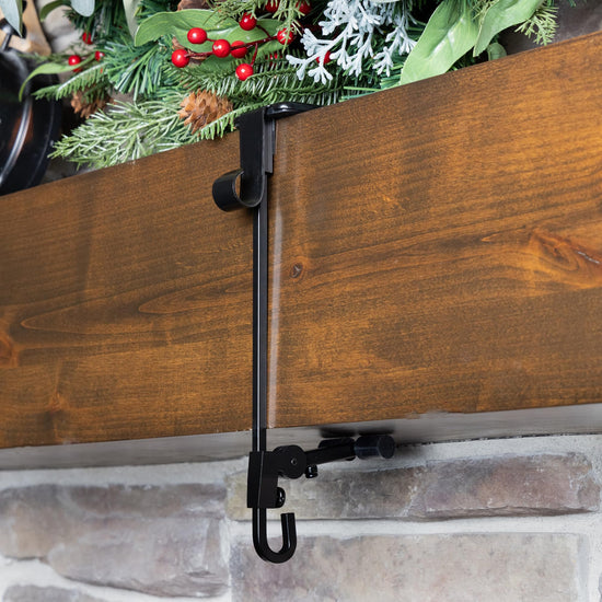 Fireplace stocking and garland hanger — dual purpose design with two hooks