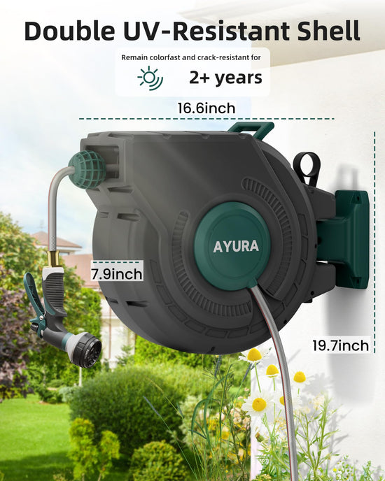 AYURA winding reel — Heavy duty automatic design with kink-free rewind and lock feature