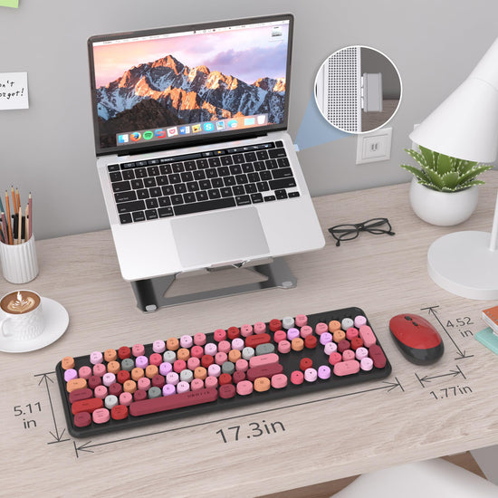 UBOTIE keyboard and mouse set — colorful design with flexible keys and optical mouse