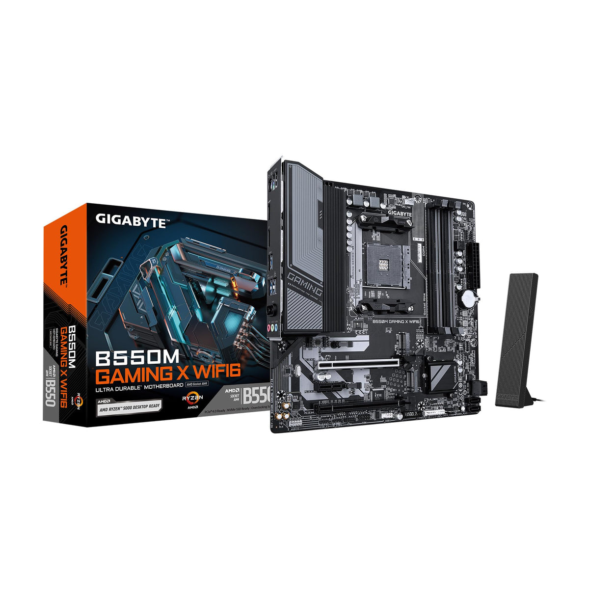 GIGABYTE B550 Eagle WIFI6 motherboard — supports AMD AM4 Ryzen processors and PCIe 4.0