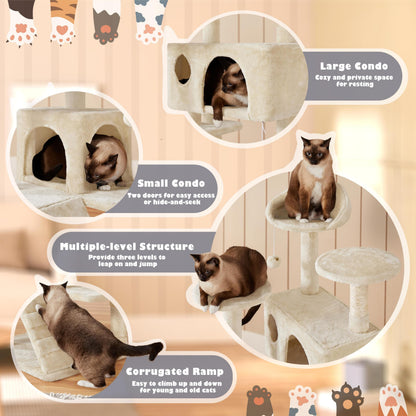 Yaheetech cat tree tower with scratch post for kittens and small pets.