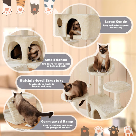 Yaheetech cat tree tower with scratch post for kittens and small pets.