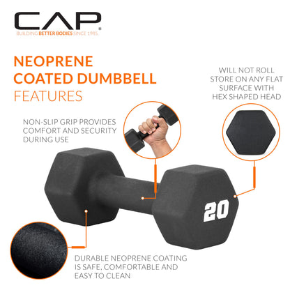 CAP Barbell dumbbell weights - neoprene material and multiple colors available