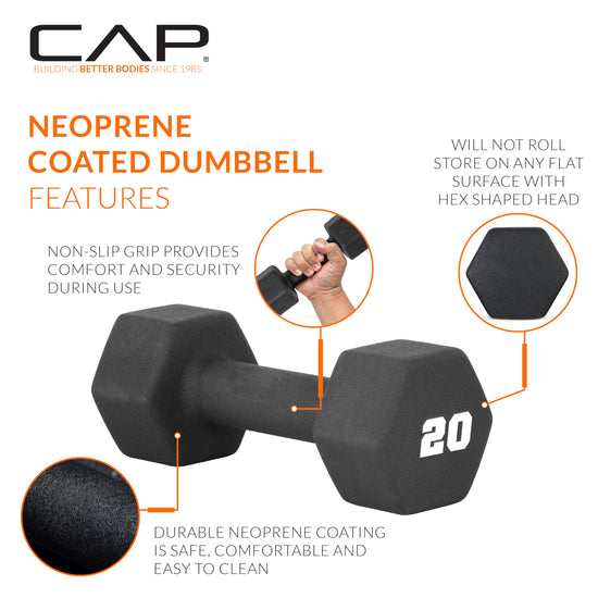 CAP Barbell dumbbell weights - neoprene material and multiple colors available