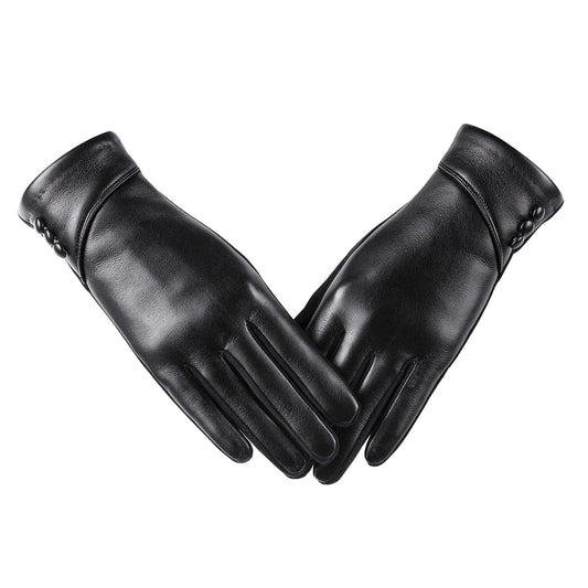 APPAREL_GLOVES — Alqqas women's winter leather touch screen gloves with wool lining