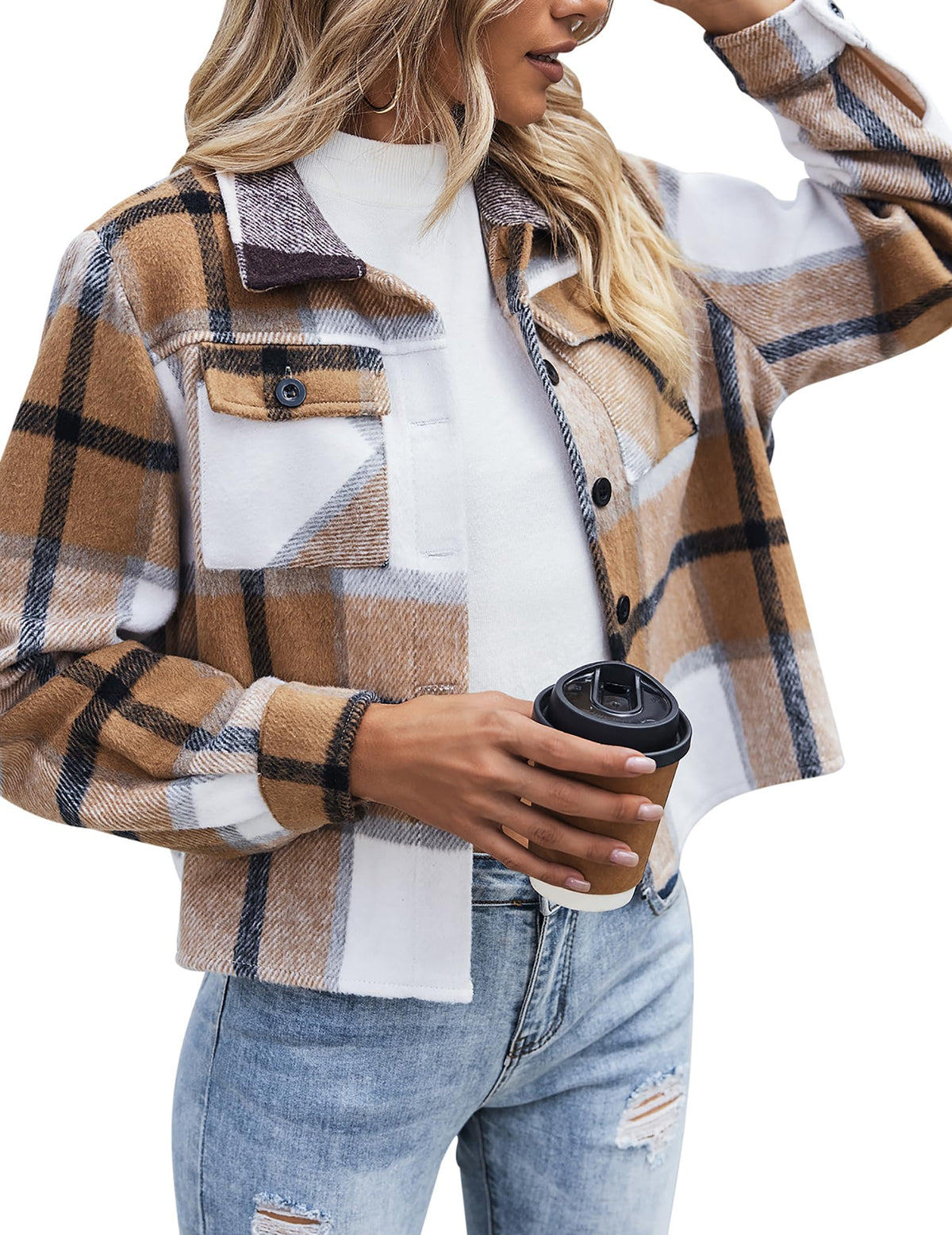 Zeagoo coat — cropped plaid shacket for women in fall 2026 style
