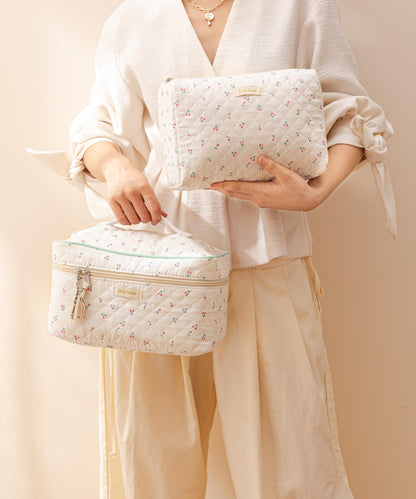 HBselect cosmetic case — quilted floral design in 3 pieces set
