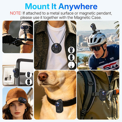 UYIKOO 4K Mini Body Action Camera with 1.47" Screen, 64GB Thumb Size Small POV Camera with WiFi, Tiny Wearable Magnetic Camcorder for Work Vlogging Cycling Motorcycle Pet Travel