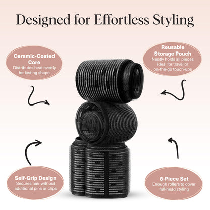 Kitsch hair rollers — self-grip heatless curlers for all hair types, 8 count pack