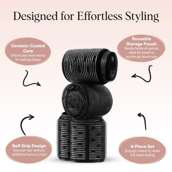 Kitsch hair rollers — self-grip heatless curlers for all hair types, 8 count pack