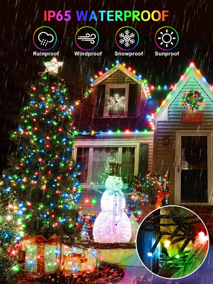 Acan string lights — 100FT warm white LED outdoor lights with 8 modes
