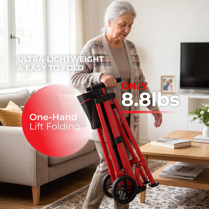 Rolloy walker — lightweight folding design with adjustable height and 2 wheels