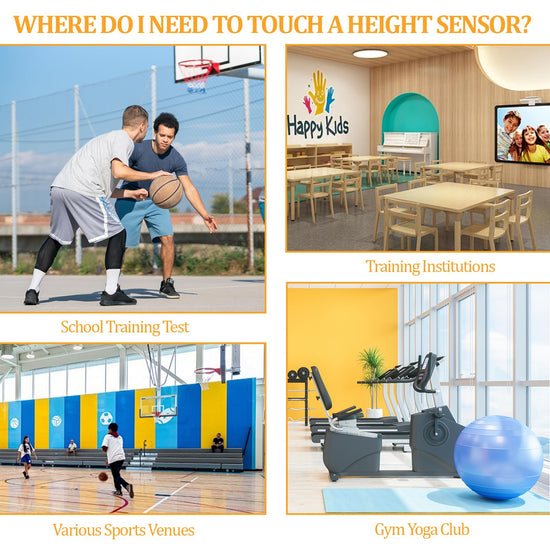 KAWFLYQA wall mounted vertical jump measuring device - adjustable height trainer for basketball and volleyball high.