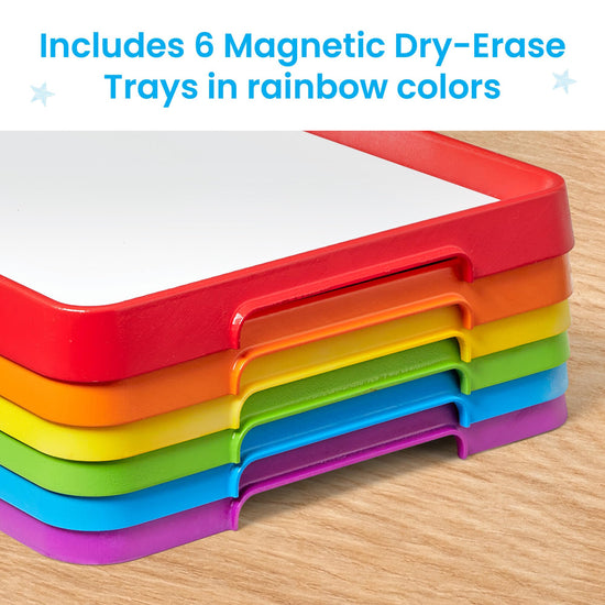 hand2mind writing board — magnetic dry erase activity tray, stackable design, multicolor