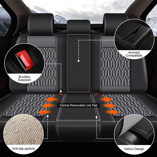 AOMSAZTO vehicle seat cover — custom fit for Honda Accord 2003-2017, black and grey