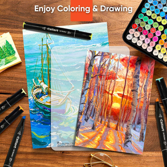 Caliart alcohol markers — 100 colors dual tip art markers with case for artists
