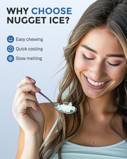 EASYERA nugget ice maker — self-cleaning portable pebble ice machine with scoop and bucket
