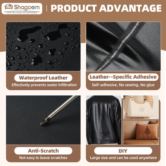 Shagoom Leather Repair Patch, 17X79 Inch Repair Patch Self Adhesive Waterproof, DIY Large Vinyl Patches for Couches, Furniture, Kitchen Cabinets, Wall （Black, 17X79 Inch）