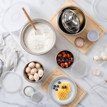 COOK WITH COLOR mixing bowls with stainless steel, airtight lids for kitchen use