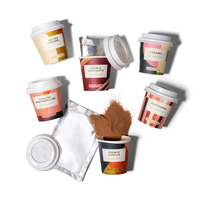 Bombombs hot chocolate mix gift set - mini cup packaging with assorted flavors, set of 6