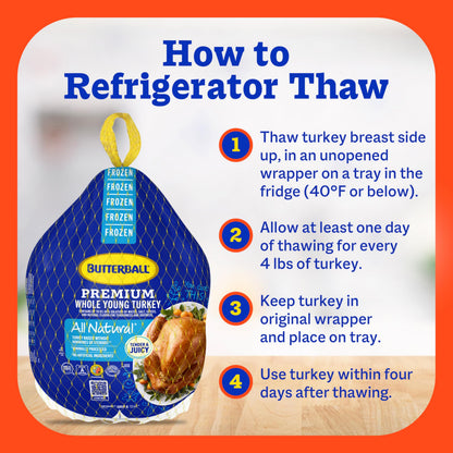 Butterball frozen young turkey - 8 lbs, serves 3 to 5 people.