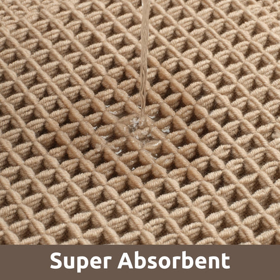 AMOAMI bath mat — absorbent and non-slip with tassels, machine washable, 17x24 beige