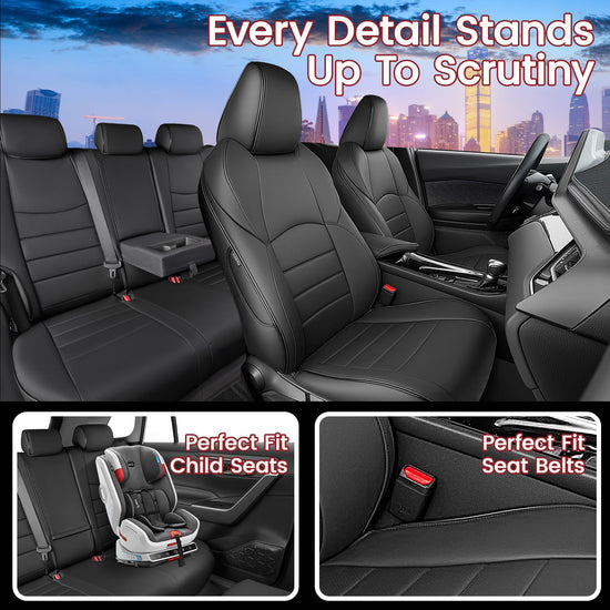 HKZ vehicle seat covers — custom fit for Toyota Venza 2021-2024, leather, black