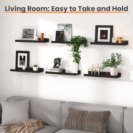 upsimples floating shelves - set of 6 for wall