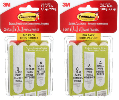 Adhesive tapes — 3M Command picture hanging strips big pack, removable, 18 pairs/pack
