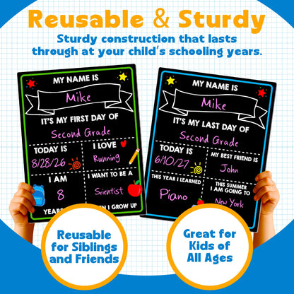 Writing board — Reusable first day of school chalkboard sign 14 x 11 in double sized