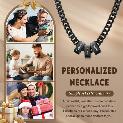 Ksopieah Custom Name Necklace for Men - Personalized Stainless Steel Dad Necklace with Names Fathers Day Christmas gift for Dad Husband Son (3 NAMES)