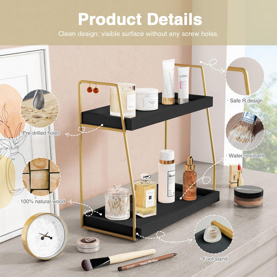Forbena 2 tier shelf — countertop organizer for bathroom and kitchen storage