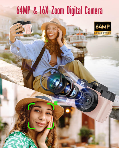 Yatao 6K WiFi Flip Screen Digital Camera, Mic & Fill Light for Photography