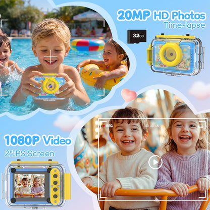 Camera — 99FT waterproof with flip lens and 32GB card for kids by GKTZ