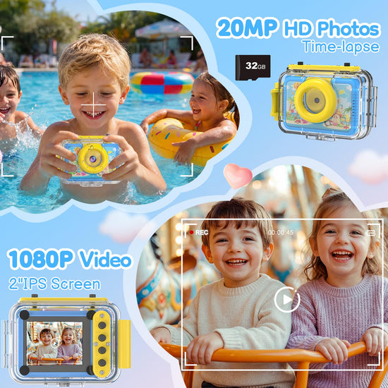 Camera — 99FT waterproof with flip lens and 32GB card for kids by GKTZ