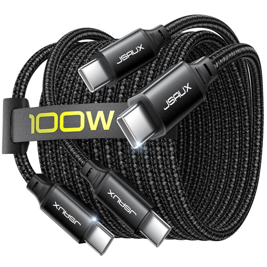 JSAUX USB C to USB C cable — 100W fast charging, 2-pack, compatible with multiple devices