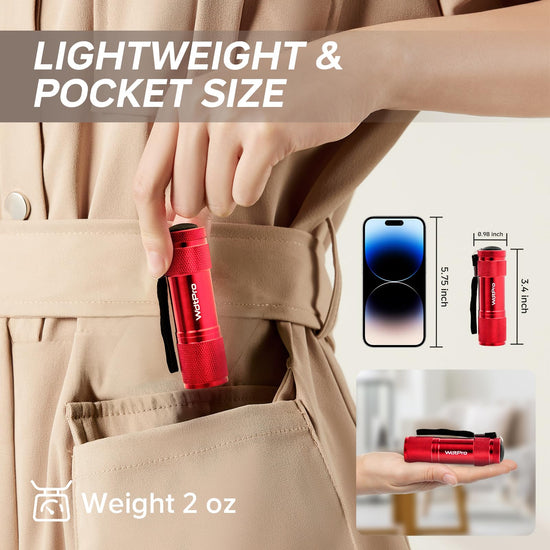 WdtPro LED flashlights — super bright mini pack with lanyard in assorted colors
