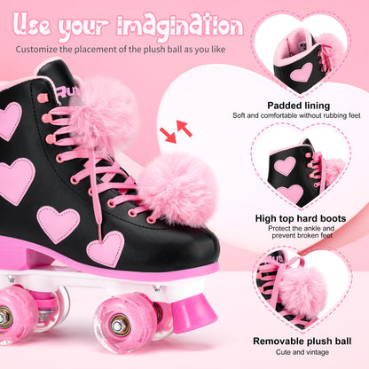 Ruthfot roller skates — Classic design with light up wheels and heart pattern
