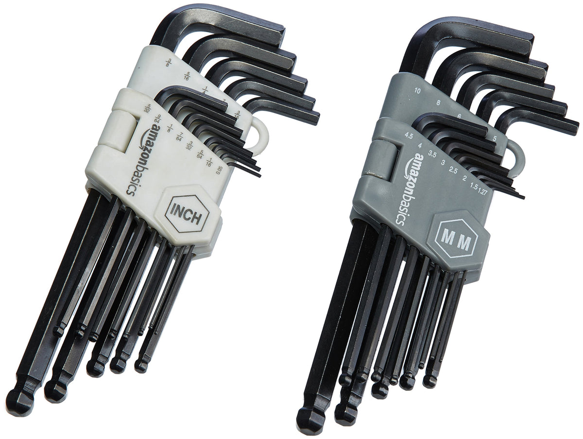 Amazon Basics wrench — Long arm hex key set with storage case, 26 pieces