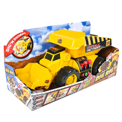 Maxx Action motorized dig rig – excavator and dump truck toy with joystick control for toddlers