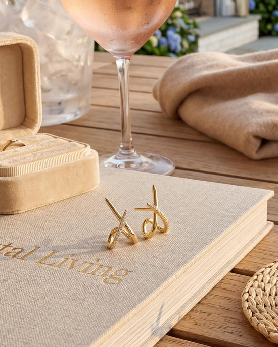 Earring — 14K gold stud earrings with cubic zirconia for women gifts