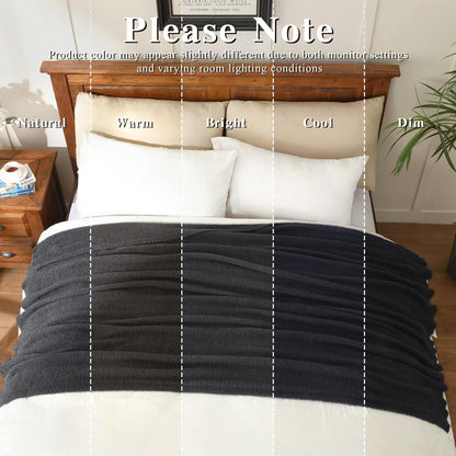 Plush fleece throw blanket - soft and fuzzy for bed or couch 50x70 inches