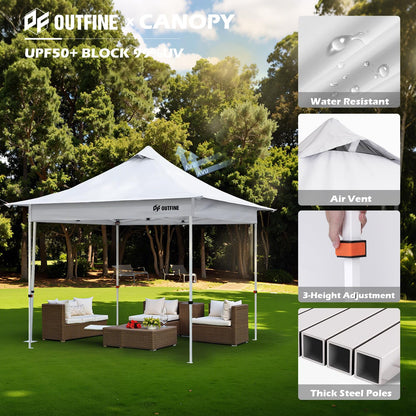 OUTFINE Pop-up Tent 10x10 Instant Gazebo with Wheeled Bag, Sandbags x4, Tent Stakes x8