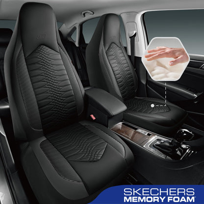 Skechers vehicle seat cover — leather high back, waterproof, airbag compatible, black