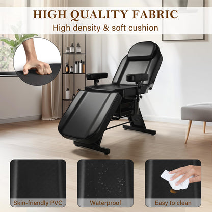 KIIUMI Tattoo Facial Chair Esthetician Bed w/ 360 Swivel Armrest and 2Trays