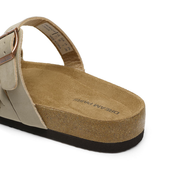 Sandal — Soft cork footbed with adjustable buckle and arch support